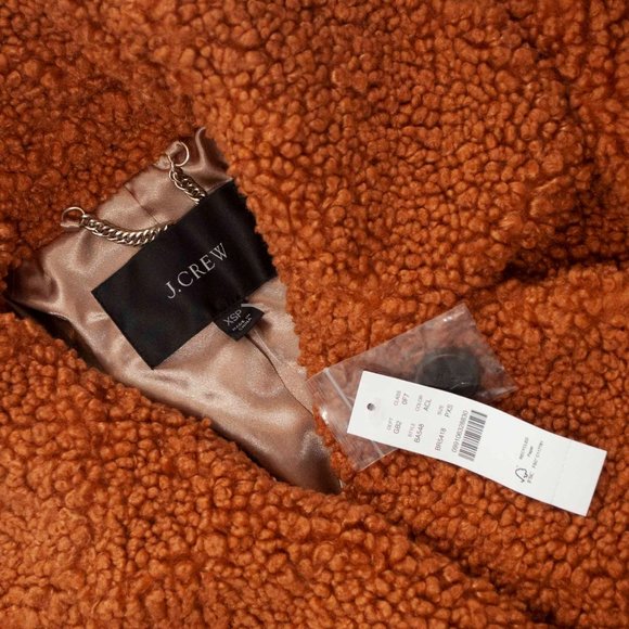 NWT J. Crew Double Breasted Teddy Sherpa Coat in Adobe Clay - PXS - Picture 7 of 9